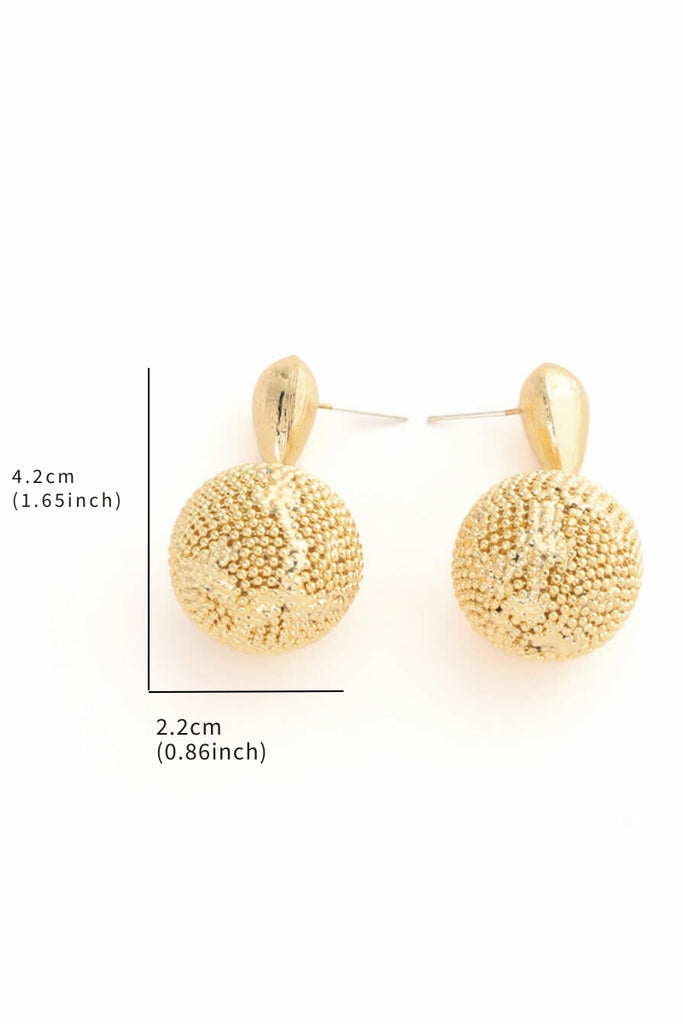 Earth Earrings – 18K Gold-Plated Textured Sphere with Landmass-Inspired Links All-Glows