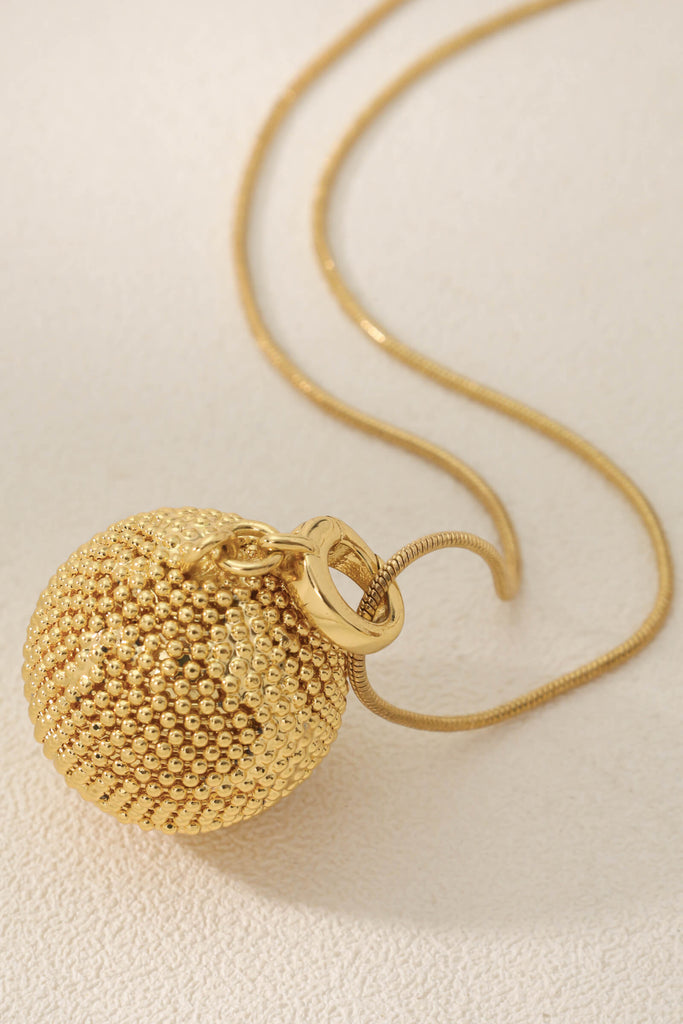 Earth Necklace – 18K Gold-Plated Snake Chain with Textured Sphere and Earth-Inspired Links All-Glows