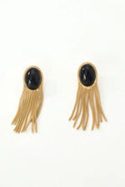 18K Gold-Plated Eclipse Vintage Tassel Black Bead Earrings