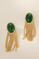 Buy Gold-Plated Green glass bead Earirng Online