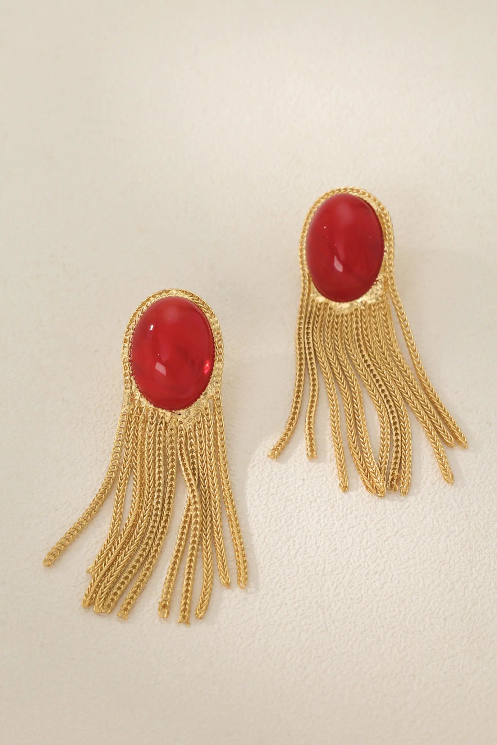 Buy Eclipse Vintage Tassel Red Bead Earrings Online