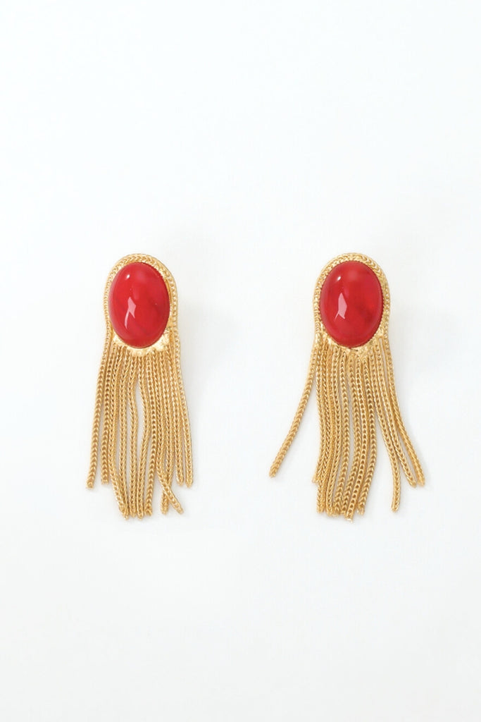 Shop Eclipse Vintage Tassel Red Bead Earring Online
