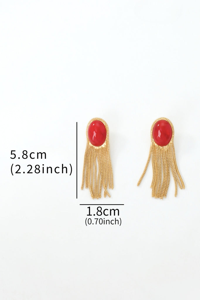 Shop for Red Beads Eclipse Vintage Tassels Earrings
