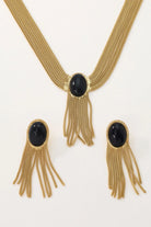 Eclipse Vintage Tassels Black Bead Necklace Set