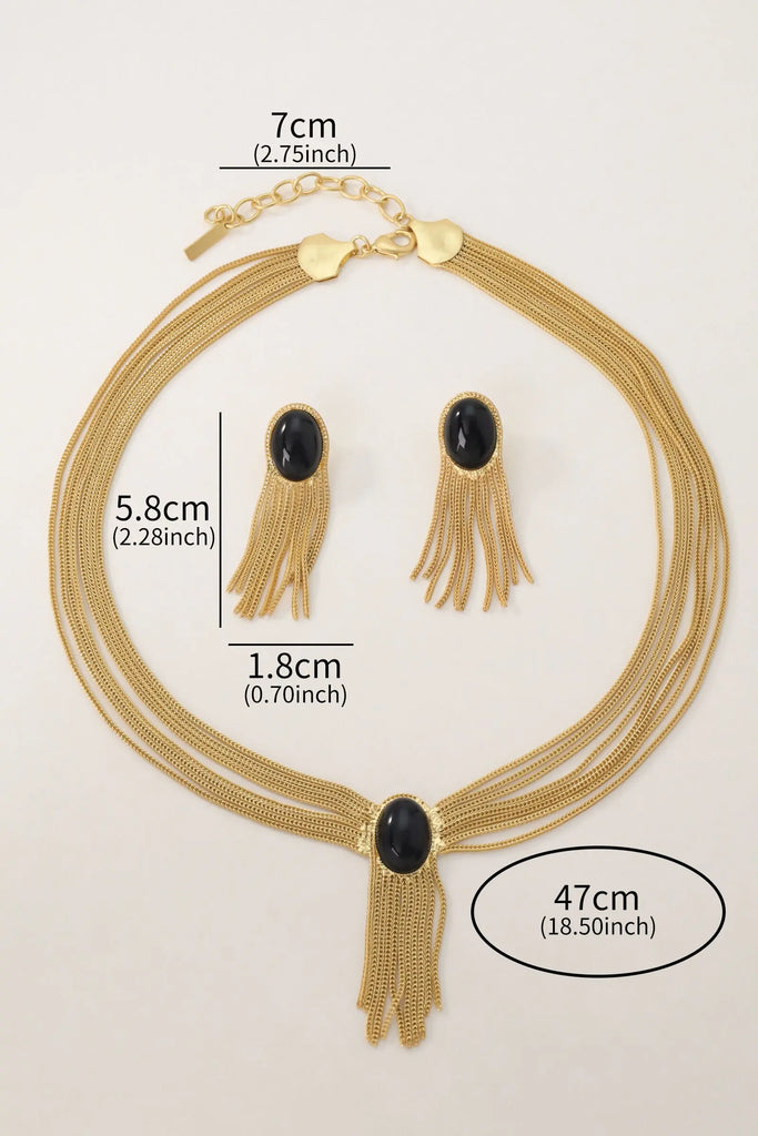 Latest Design Eclipse Black Beads Necklace Set 