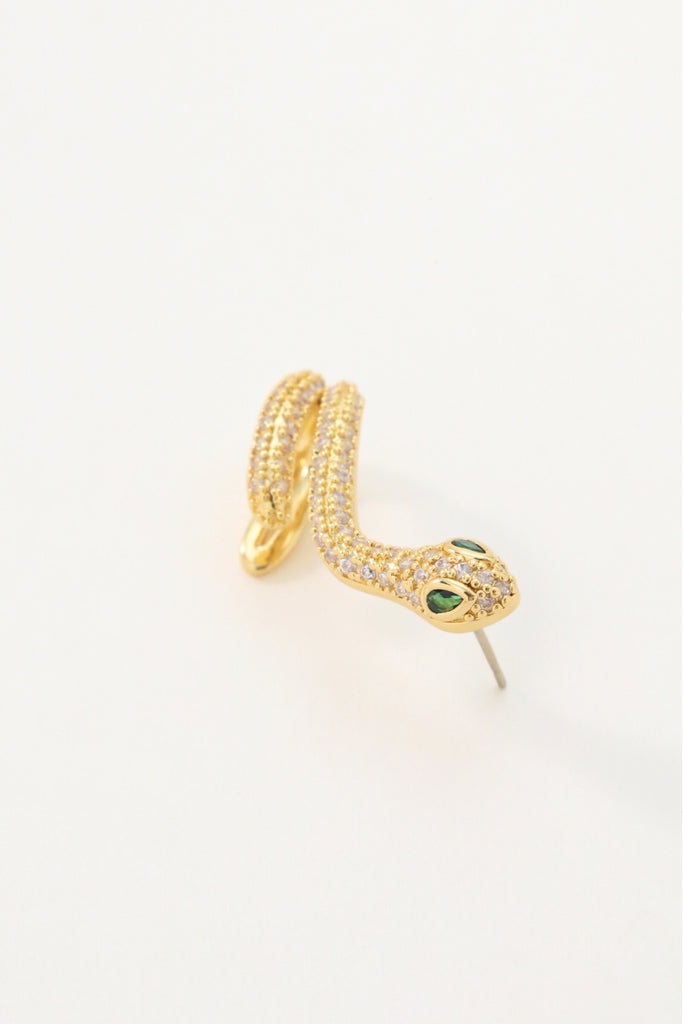 Eden 18K Gold-Plated Snake Single Ear Climber with Crystals All-Glows