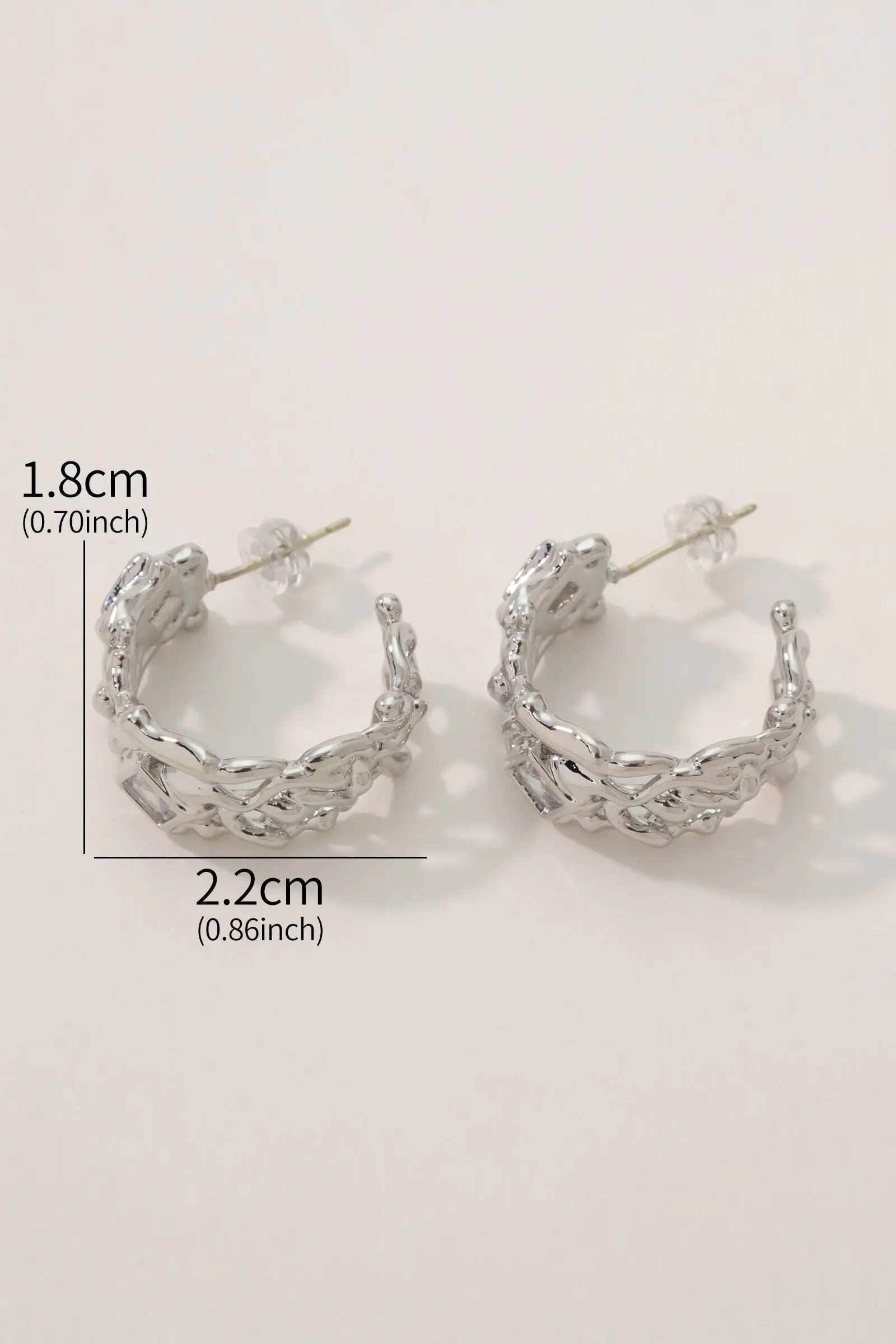 Ember Earrings with Square Zirconia & Platinum-Plated Brass