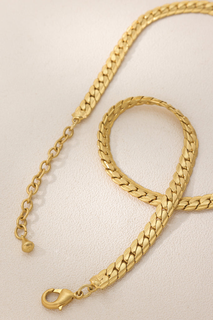 Eris Flat Herringbone Chain Necklace - 18K Gold-Plated Brass Luxury Jewelry All-Glows