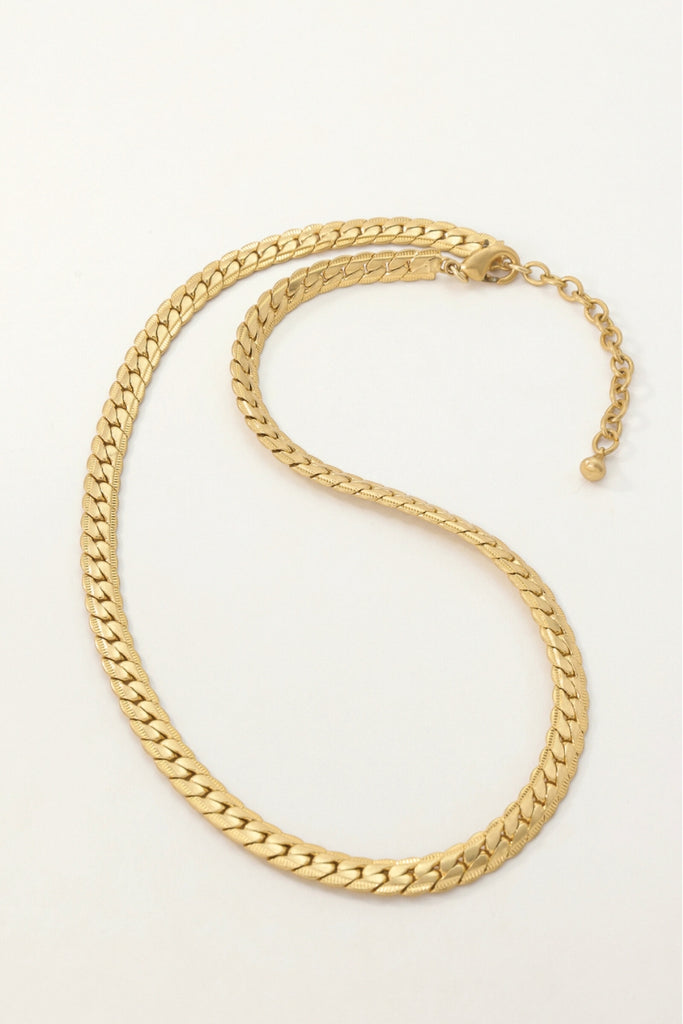 Eris Flat Herringbone Chain Necklace - 18K Gold-Plated Brass Luxury Jewelry All-Glows