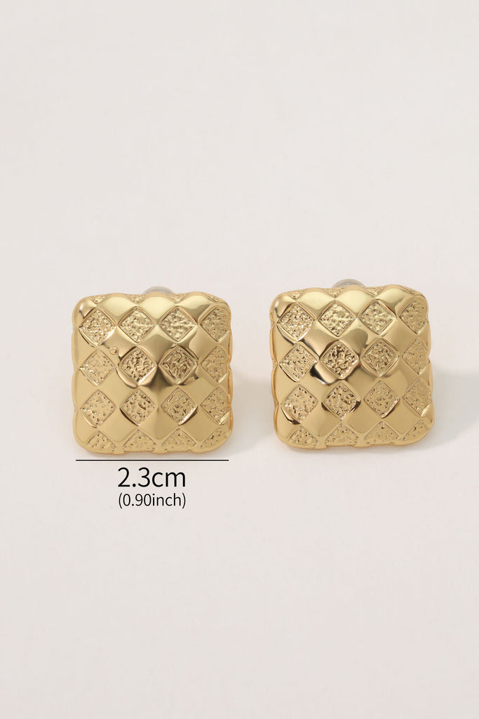 Harmony Earring Studs: 18K Gold-Plated Brass with Woven Effect Design All-Glows