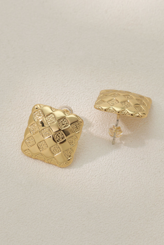 Harmony Earring Studs: 18K Gold-Plated Brass with Woven Effect Design All-Glows