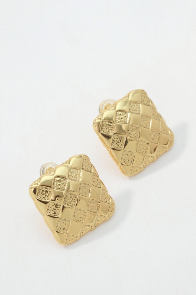 Harmony Earring Studs: 18K Gold-Plated Brass with Woven Effect Design All-Glows