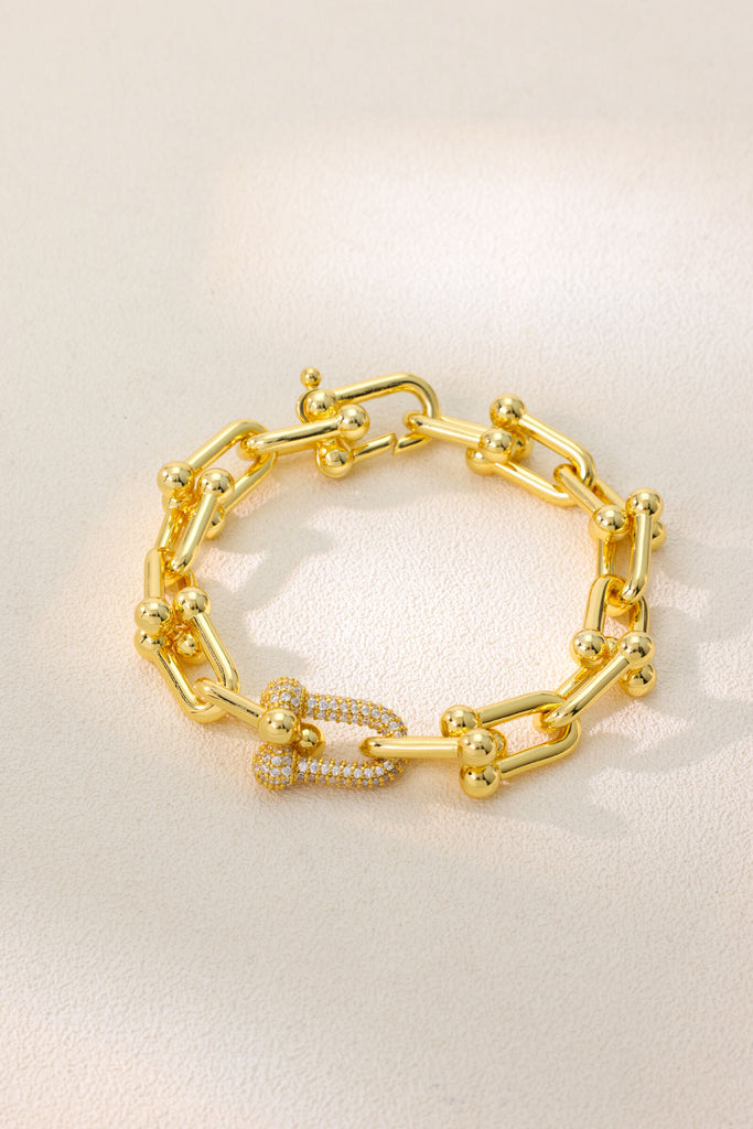 Hoof Chain Bracelet – 7.48" with Swarovski Crystal U-Link Clasp & Convertible to Necklace All-Glows