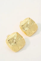 Horizon Earring Studs: 18K Gold-Plated Brass with Textured Split Square Design All-Glows