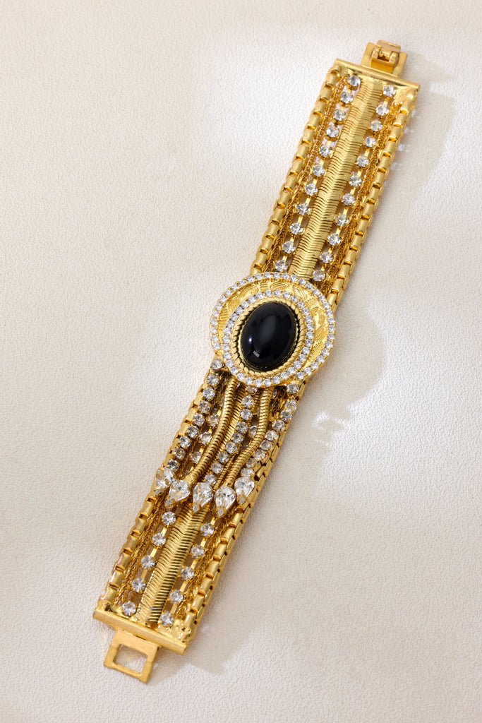 Indigo Bracelet: 18K Gold-Plated Luxury Design with Glass and Mixed Chains All-Glows