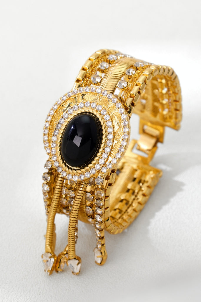 Indigo Bracelet: 18K Gold-Plated Luxury Design with Glass and Mixed Chains All-Glows