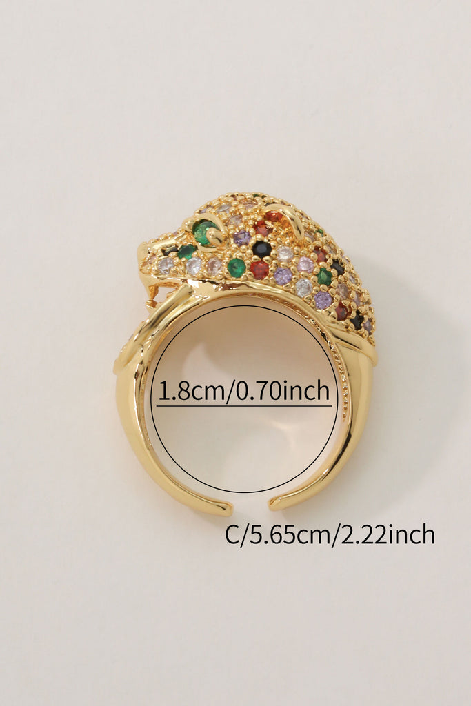 Jaguar Open Ring - 18K Gold-Plated Brass with Colorful Rhinestones All-Glows