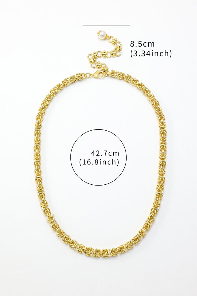 King Byzantine Chain Necklace: 18K Gold-Plated Brass in Gold & Platinum All-Glows