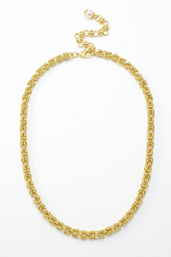 King Byzantine Chain Necklace: 18K Gold-Plated Brass in Gold & Platinum All-Glows