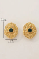 Gold-Plated Earrings with Green Czech Stone 