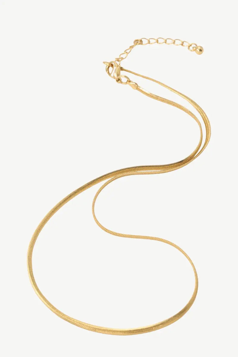 Mars Flexible Herringbone Chain Necklace - 18K Gold-Plated Brass - Elegant Statement Jewelry All-Glows