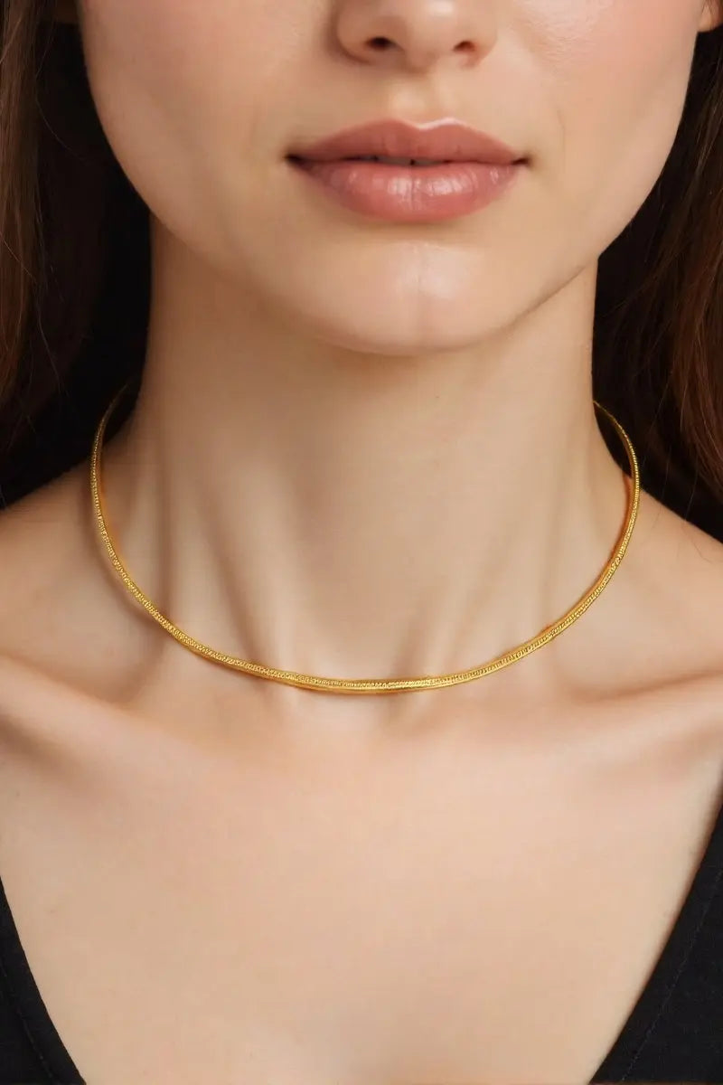 Mars Flexible Herringbone Chain Necklace - 18K Gold-Plated Brass - Elegant Statement Jewelry All-Glows