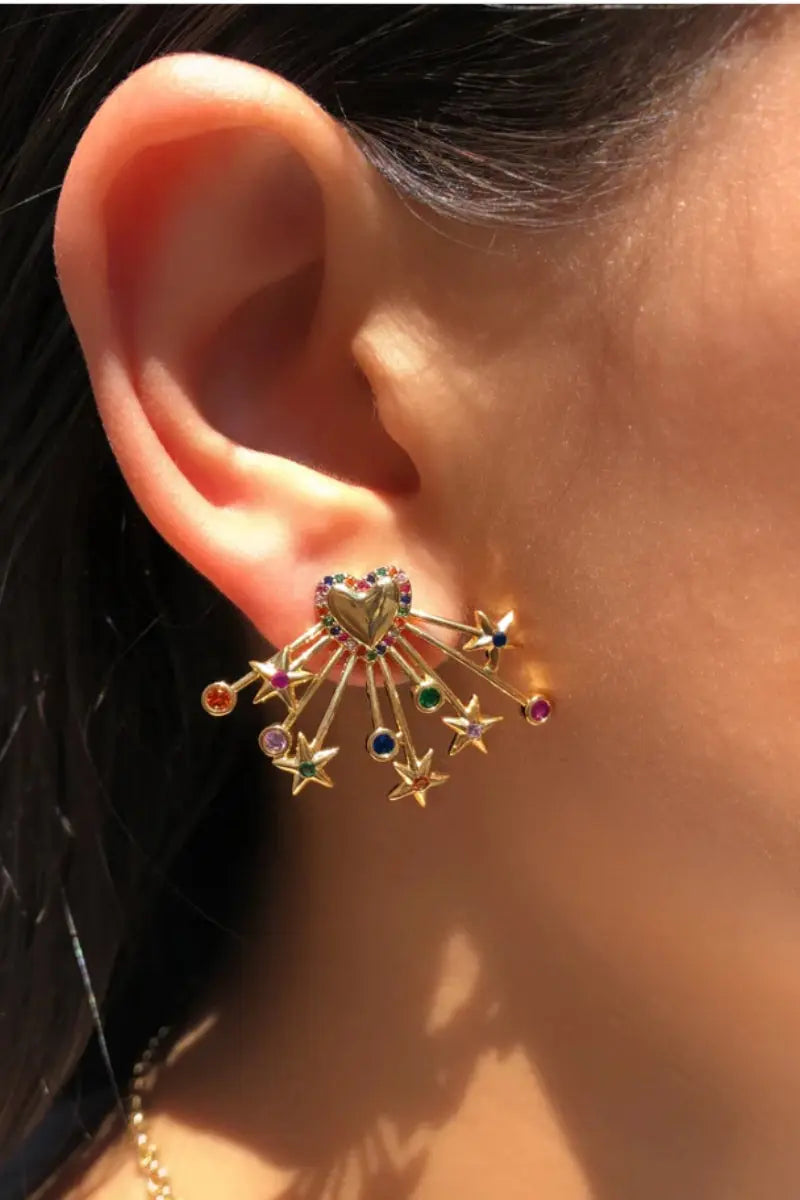 Meteor Earring – Heart of Light with Swarovski Crystals & Colored Stars All-Glows