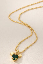 Mikey Chain Necklace - 18K Gold-Plated Brass Beaded Chain with Mickey Pendant and Green Zirconia - Whimsical Jewelry All-Glows