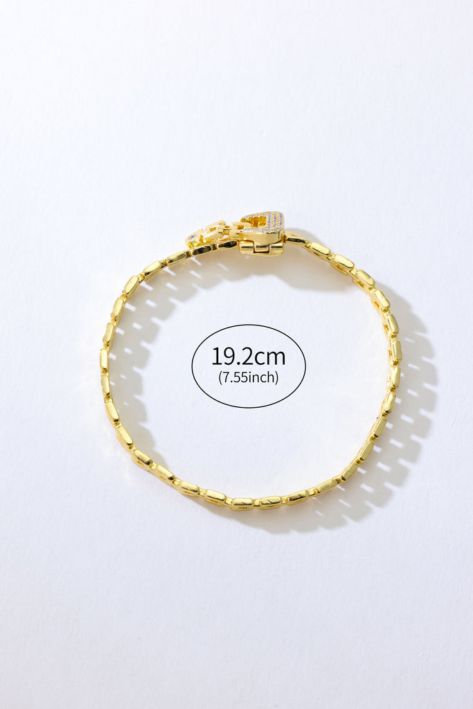 Milan Bracelet: Adjustable 18K Gold-Plated Leather Chain with Zirconia Buckle All-Glows