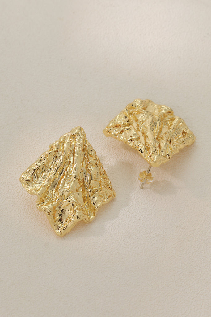 Mirage Earring 18K Gold-Plated Brass with Organic Wrinkled Texture All-Glows