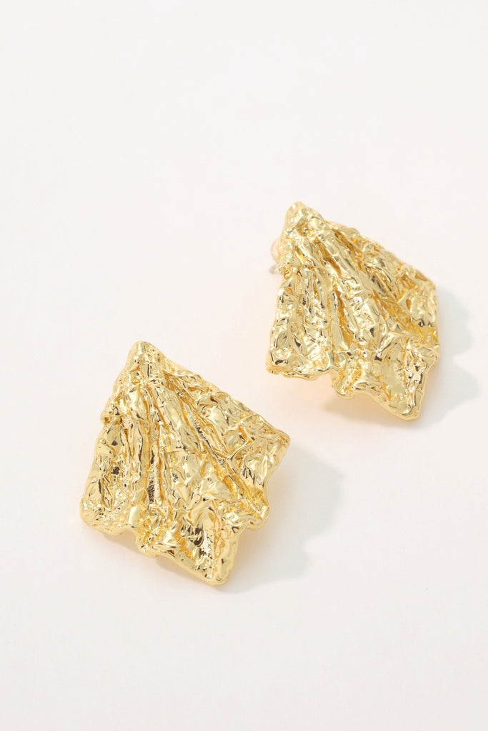 Mirage Earring 18K Gold-Plated Brass with Organic Wrinkled Texture All-Glows