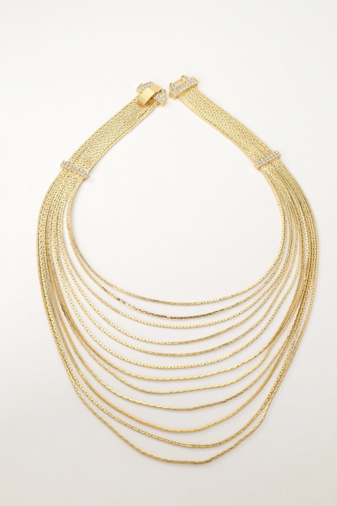 Muse Multi-strand Necklace - Elegant 18K Gold-Plated Brass with H-Shaped Rhinestone Clasps - Luxe Layered Jewelry All-Glows