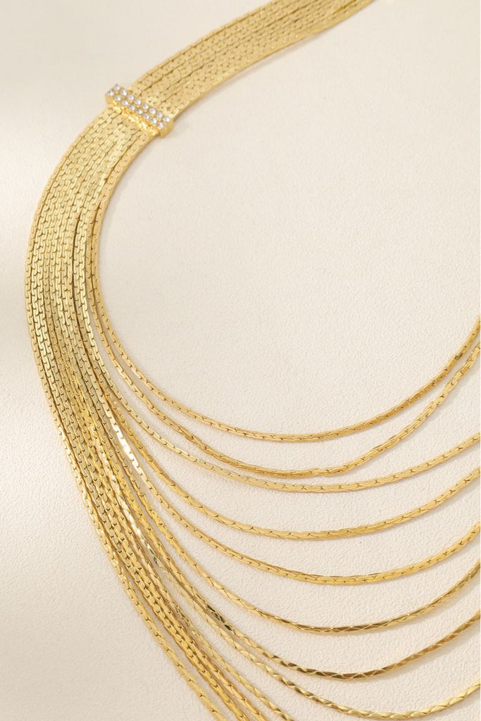 Muse Multi-strand Necklace - Elegant 18K Gold-Plated Brass with H-Shaped Rhinestone Clasps - Luxe Layered Jewelry All-Glows