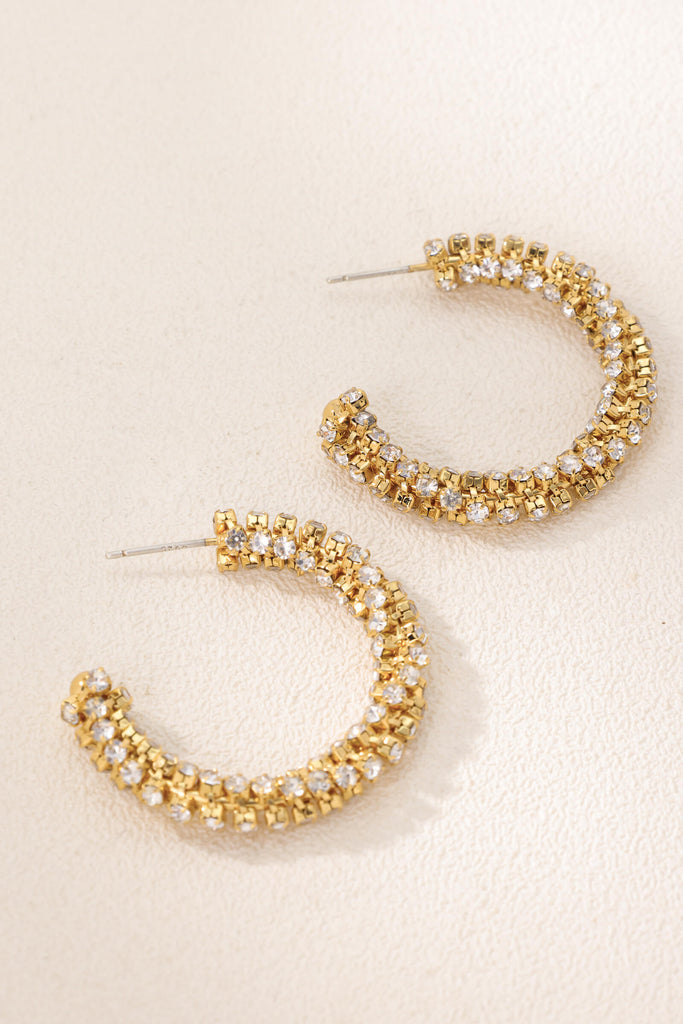 Nova Earrings – Twisted Design with Crystal Dazzling Open Hoop Earrings All-Glows