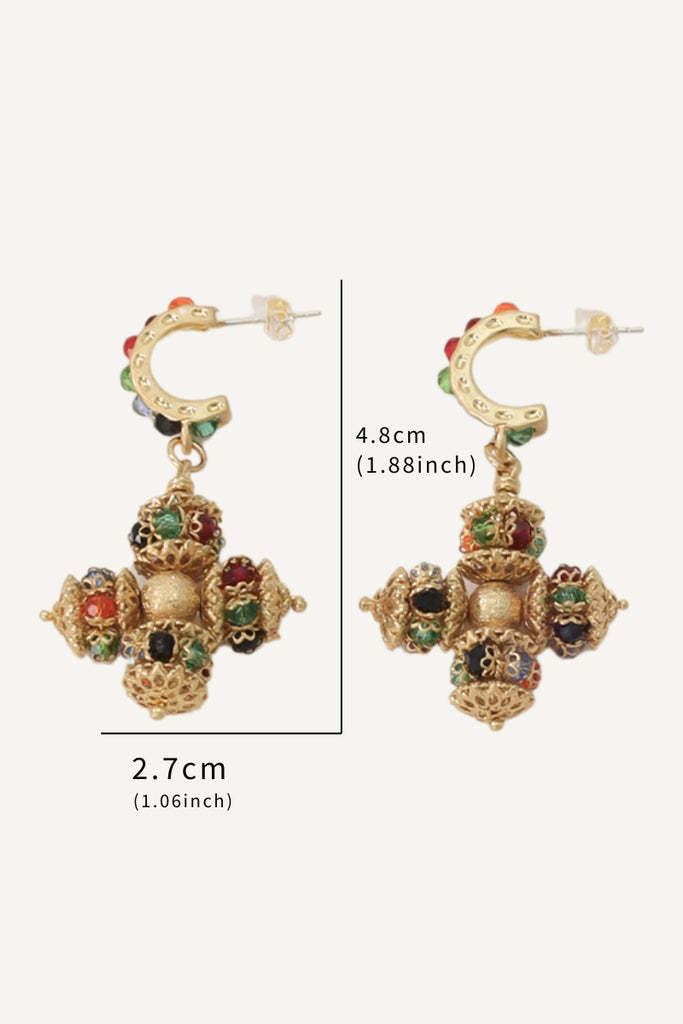 Opulence Crystal Earrings – 18K Gold-Plated with Swarovski Crystals and Multicolored Gemstones All-Glows