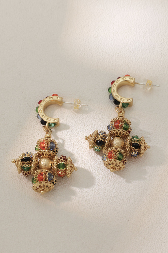 Opulence Crystal Earrings – 18K Gold-Plated with Swarovski Crystals and Multicolored Gemstones All-Glows