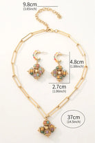 Opulence Artificial Gemstone Jewelry Set – Necklace & Earrings with Filigree Cross Pendants All-Glows