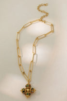 Opulence Necklace – 18K Gold-Plated Paperclip Chain with Multicolored Crystals Cross Pendants All-Glows