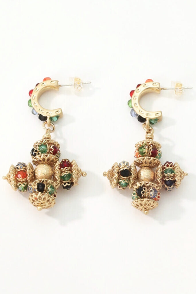 Opulence Crystal Earrings – 18K Gold-Plated with Swarovski Crystals and Multicolored Gemstones All-Glows