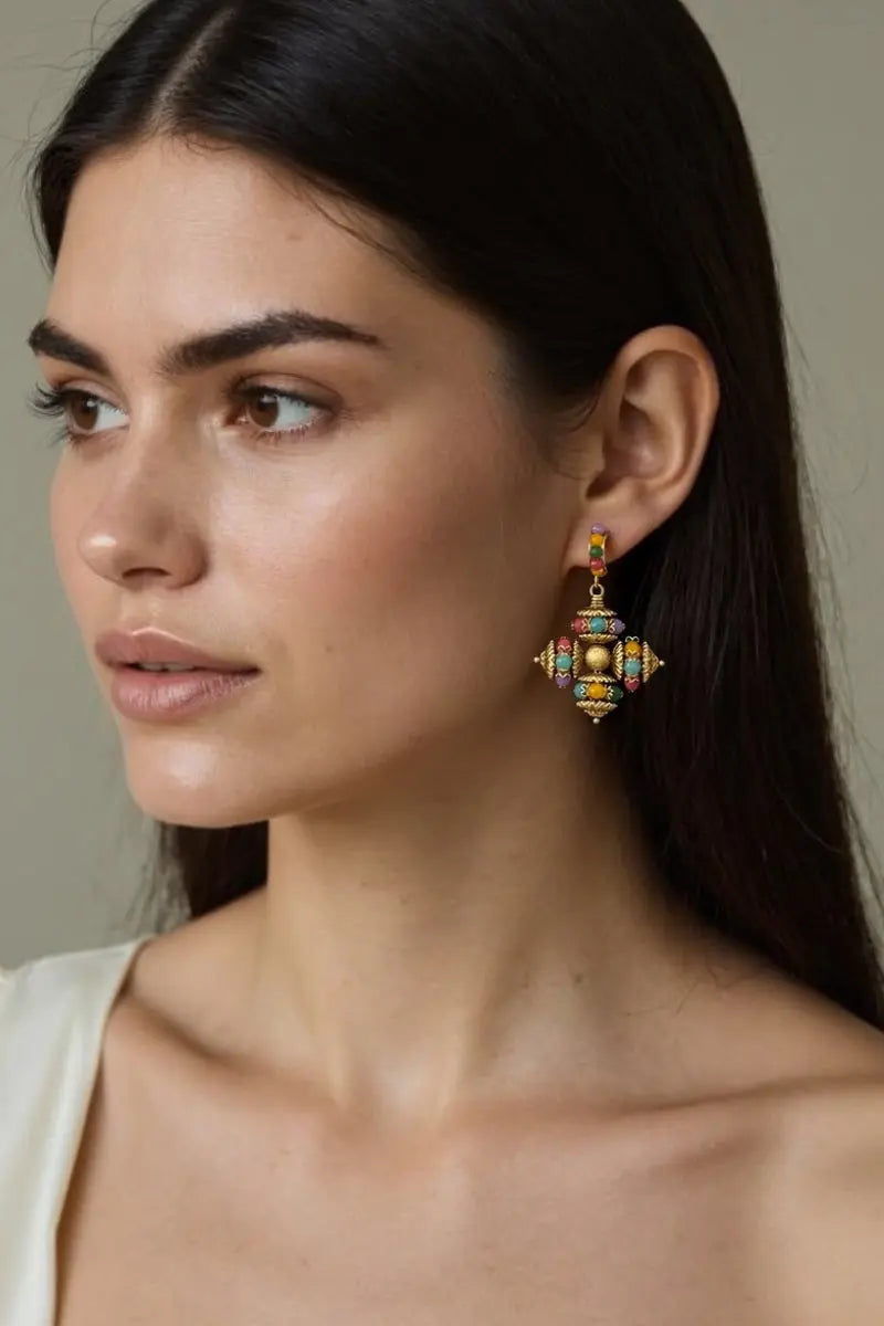 Opulence Earrings with Artificial Gemstones
