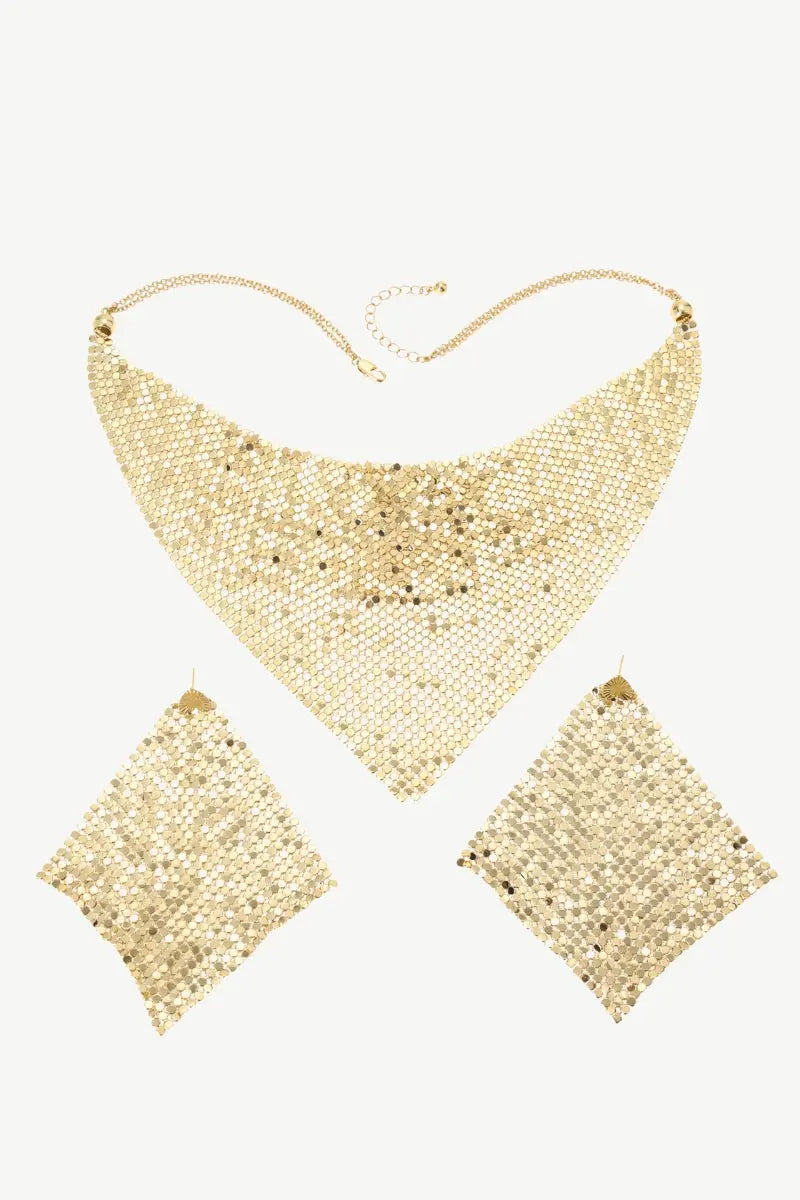 Gold Sequin Necklace Set