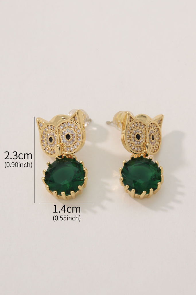 Owl Earrings – 18K Gold-Plated Brass with Zirconia All-Glows