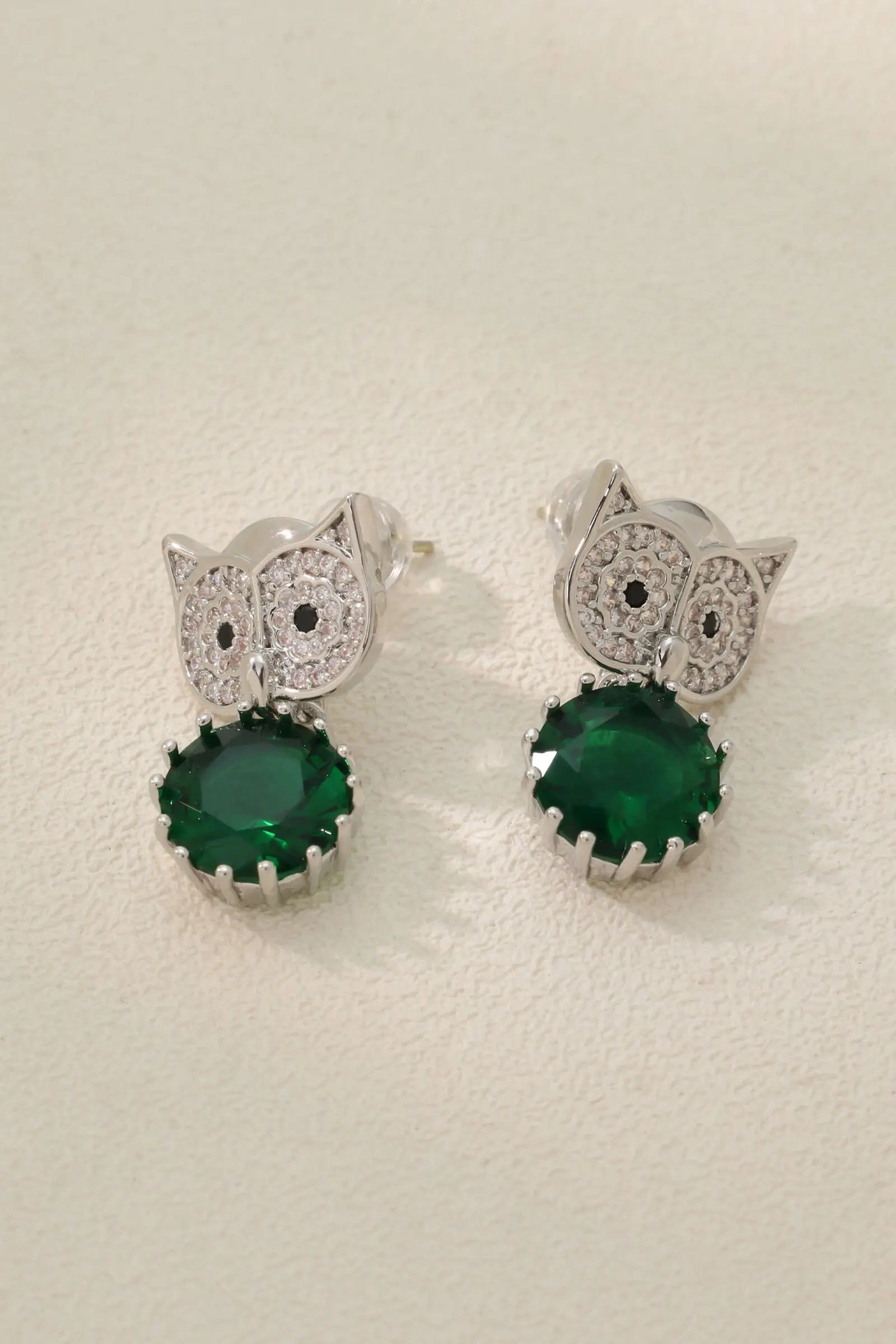 platinum Owl Stud Earrings