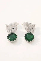 Elegant Platinum Owl Earring