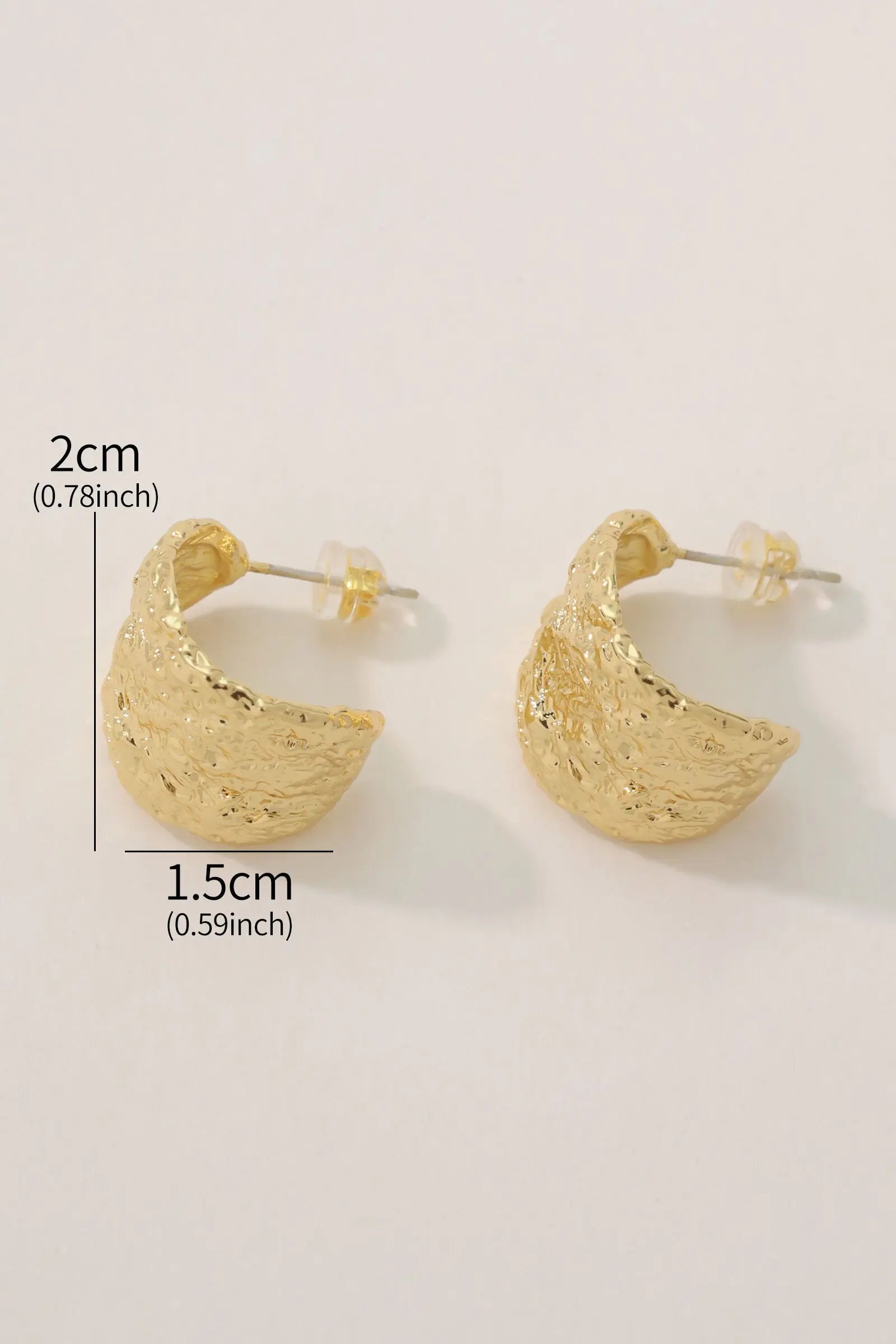 Petal Earring Studs: 18K Gold-Plated Brass with Hammered Organic Texture All-Glows