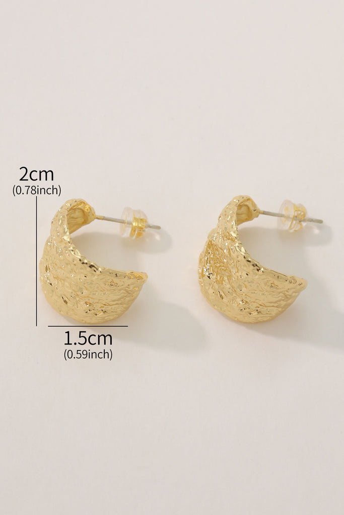 Petal Earring Studs: 18K Gold-Plated Brass with Hammered Organic Texture All-Glows