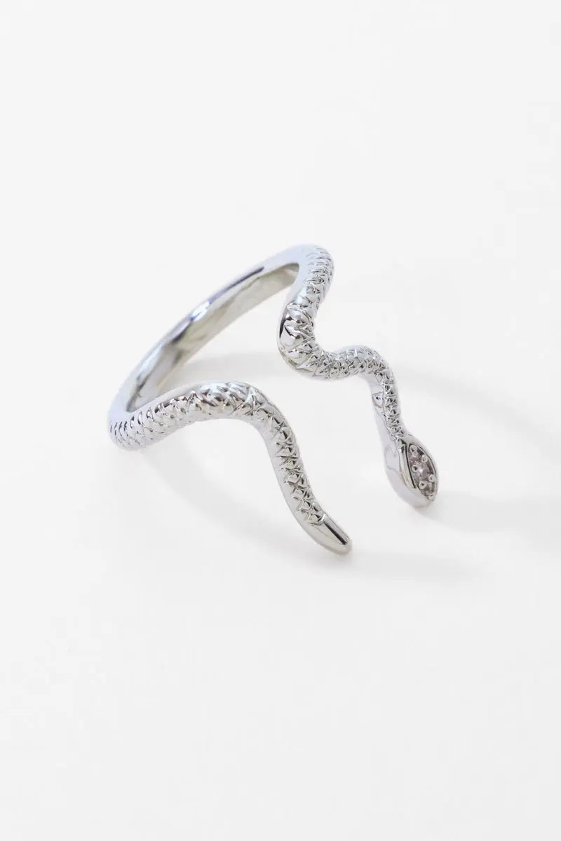Phoenix Ring – 18K Gold Plated Snake Wrap Ring, Textured Serpent Design with Pave Zirconia All-Glows