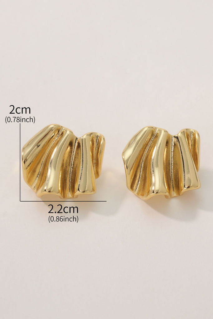 Prism Earring Studs: 18K Gold-Plated Brass with Irregular Curtain Fold Design All-Glows