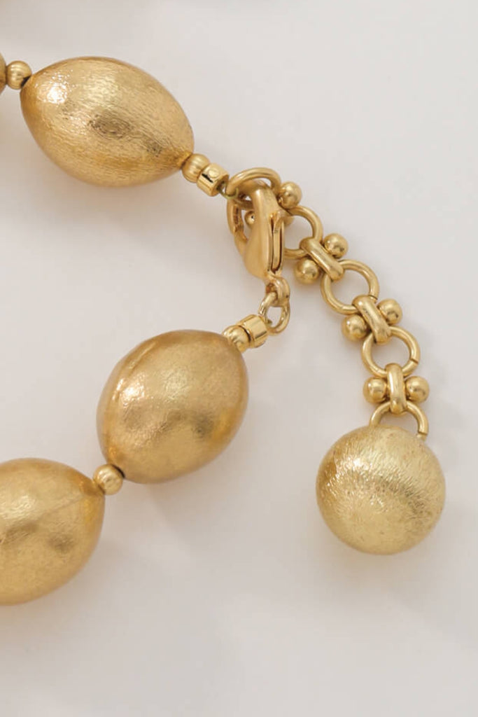 Queen Bracelet – 18K Gold-Plated Brass Bracelet with Textured Olive-Shaped Beads All-Glows