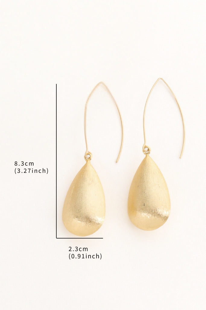 Queen Earrings – 18K Gold-Plated Brass Drop Earrings with Textured Olive-Shaped Beads All-Glows